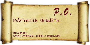 Pántlik Orbán névjegykártya